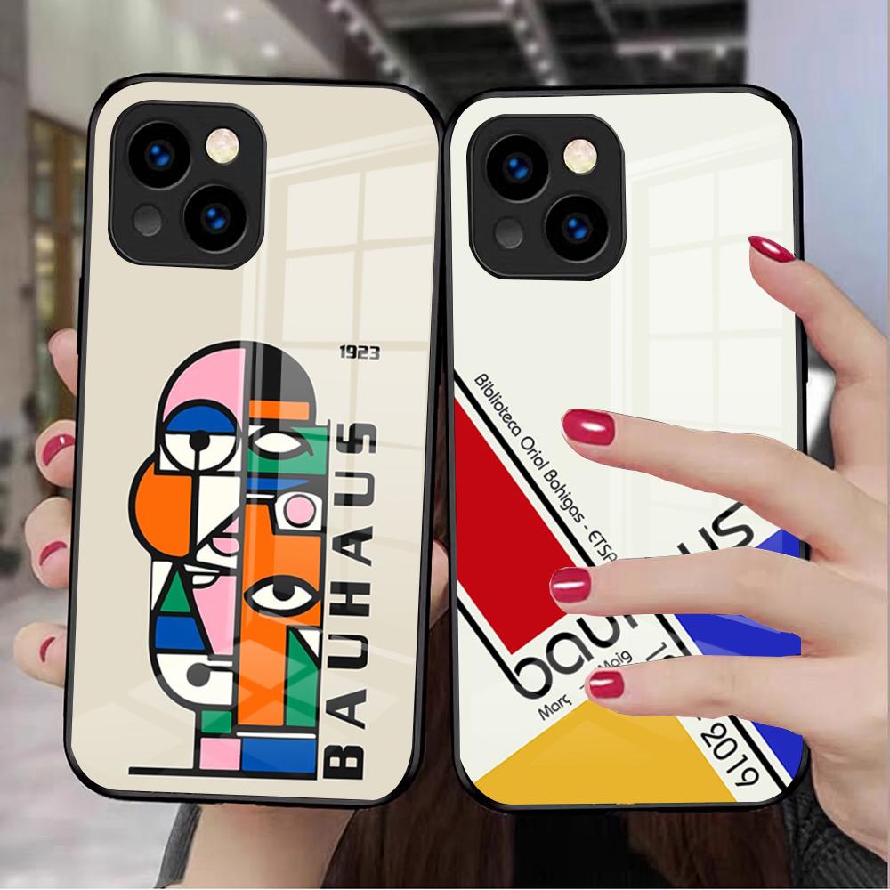 B-Bauhaus-ES Art Phone Case For IPhone 17 Pro Max 16 15 14 Pro Max 13 11 X Xs Xr 8 7Plus Glass Cover