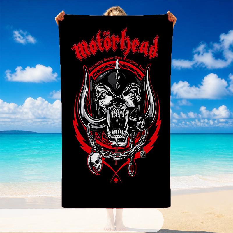 Quick Dry Beach Towel Motorhead Pattern, Lightweight Absorbent Towel for Pool Beach Vacation Use