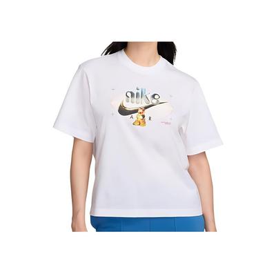 Pohodlné priedušné ľahké bavlnené s potlačou krátky rukáv tričko dámske topy Biela DX7927-100