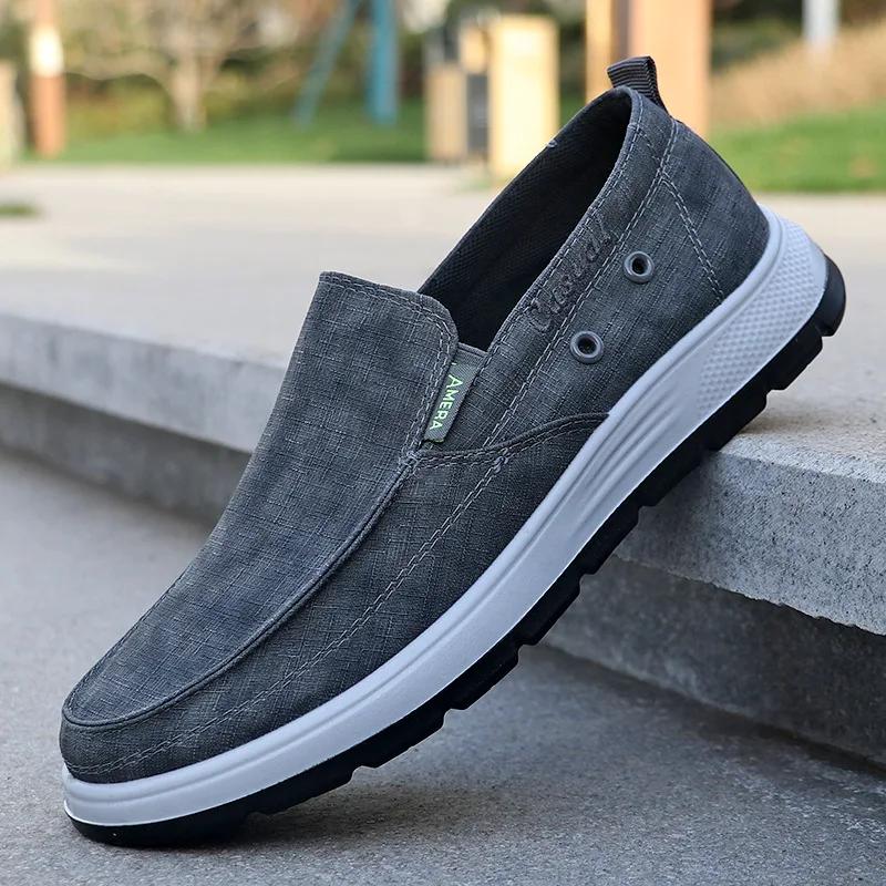 

Fashion Men s 2025 New High-end Canvas Shoes Breathable Casual Cloth Shoe Anti Slip Wear-resistant Single Shoes Lazy Zapatillas 39
