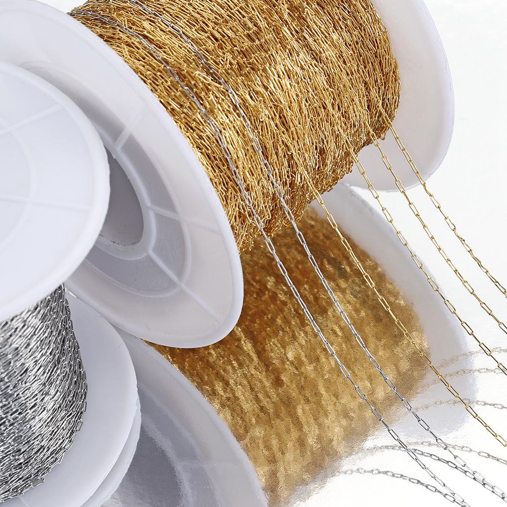 10m Gold Vacuum-Plated Stainless Steel Chain - 0.8mm Ultra-Thin Square Necklace for DIY Jewelry