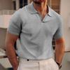 Men's Summer Collar T-shirt Men's Polo Shirts (men’s) Waffle Oversize Solid Color Casual Short Sleeve T Shirts (men’s)