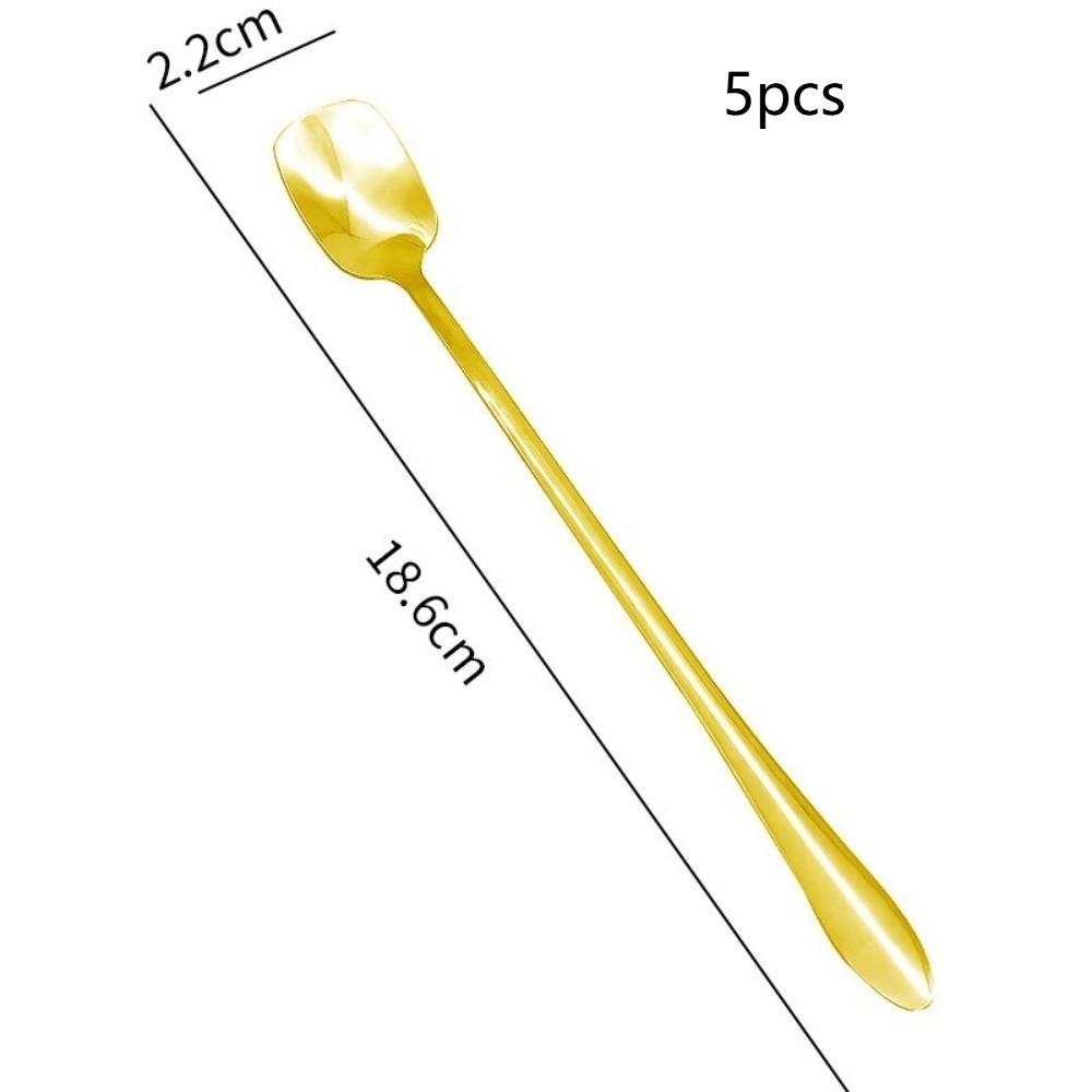 

5pcs Gold Silver Coffee Spoon Stainless Steel Small Shovel Spoon Stirring Dessert Spoon Bar Tool золотий