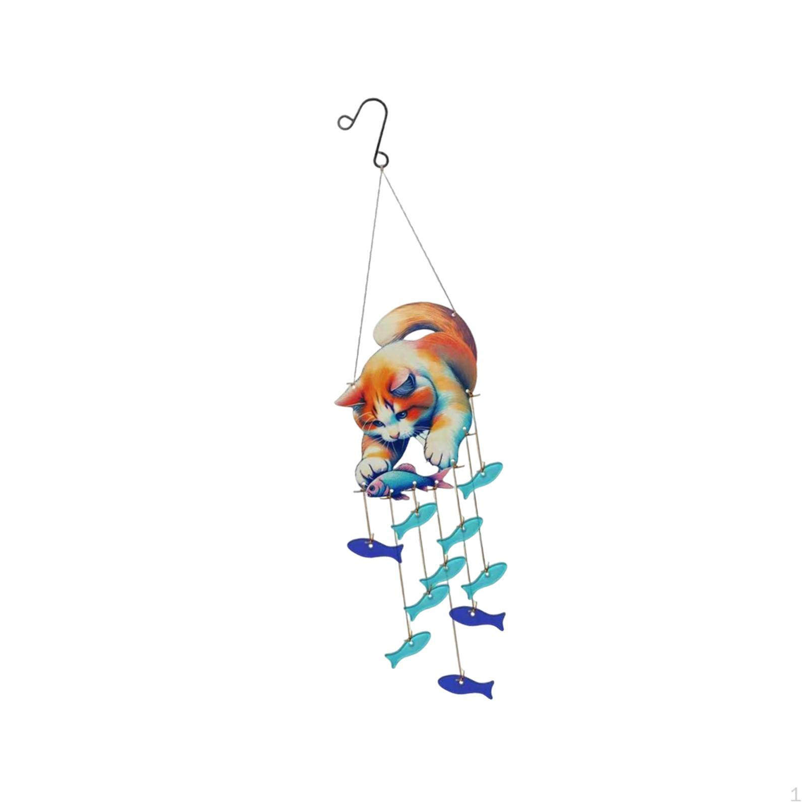 

Cat Fish Wind Chime Kitten Unique Collection Bell Garden Decoration Pendant Charm for