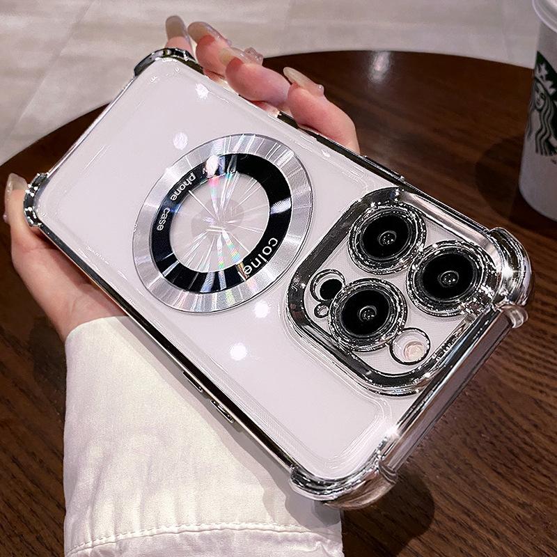 Applicable To IPhone16 Magnetic Suction Mobile Phone Case Airbag Anti-fall 14 Apple 15 Promax Protective Case Wireless Charging