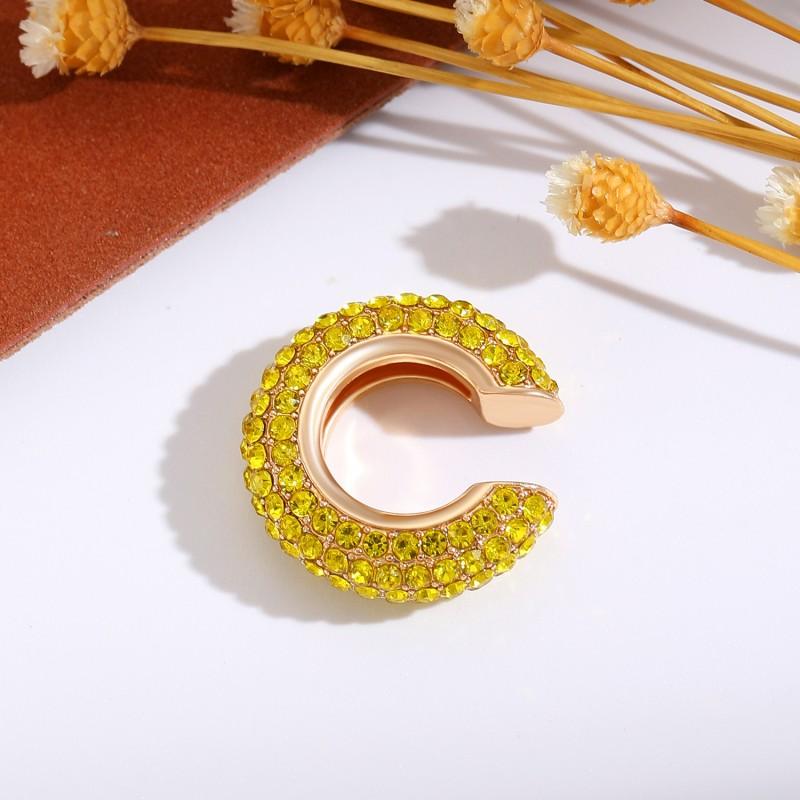 1 Stück Bunte Zirkon C-förmige Knorpel-Clip-Ohrringe Damen Exquisiter Luxus Ohne Piercing Kupfer-Ohr-Manschette Modeschmuck