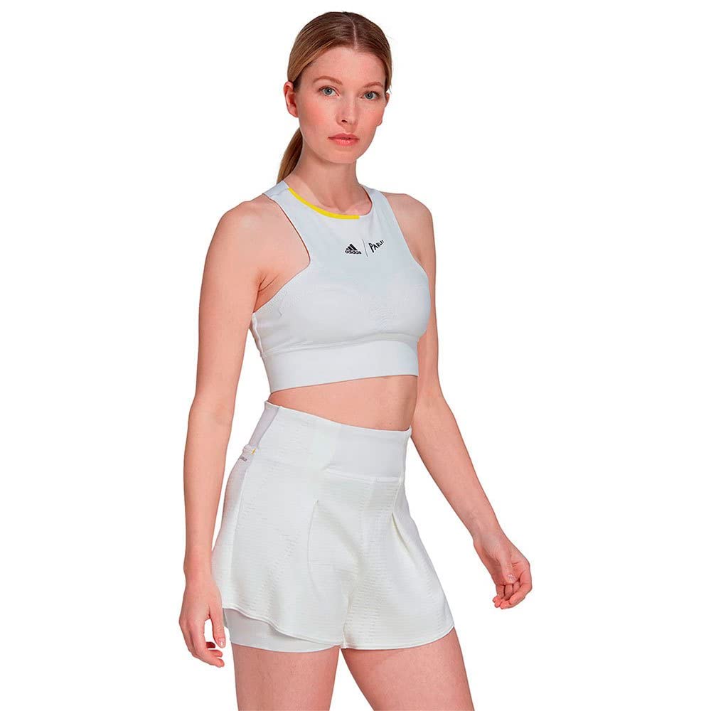 Adidas Tennis London Crop Yellow Size M Women's Top, TV550, White/Impact (HF6319),