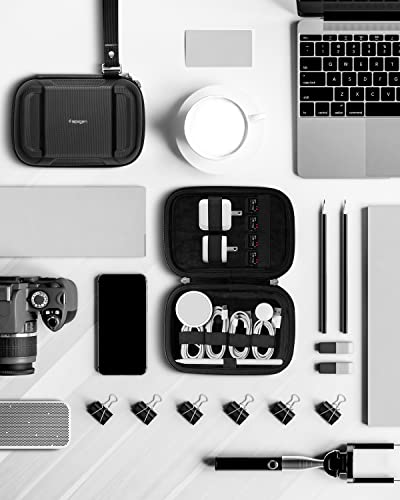 Spigen Rugged Armor Pro Gadget Pouch, Travel Pouch, Cable Storage Pouch, Convenient for Travel and Business Trips, Small Item Storage, AFA04536 (Black