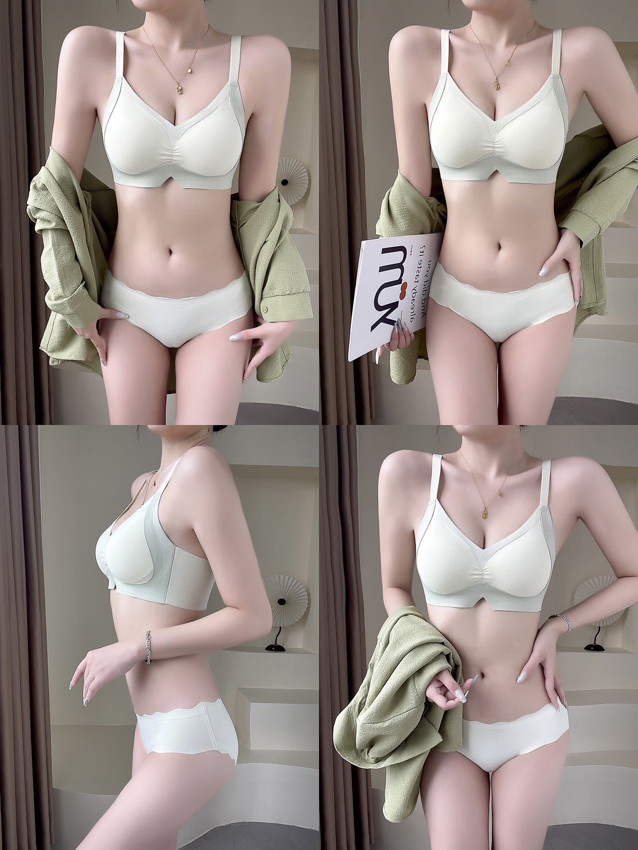 

8 Traceless nude peach cup, comfortable and light maintenance underwear, side collection breast, no steel ring bra XL