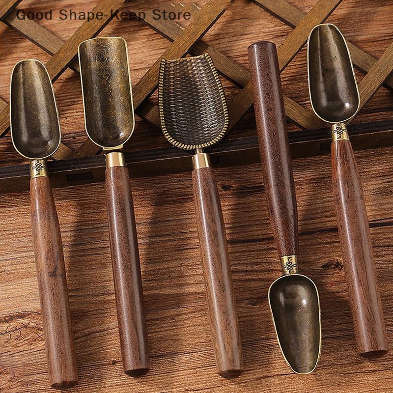 1Pcs Tea Spoon Wood Retro Creative Tea Shovel Ebony Teaspoon Solid Tea KongFu Tea Ceremony Accessories Gift