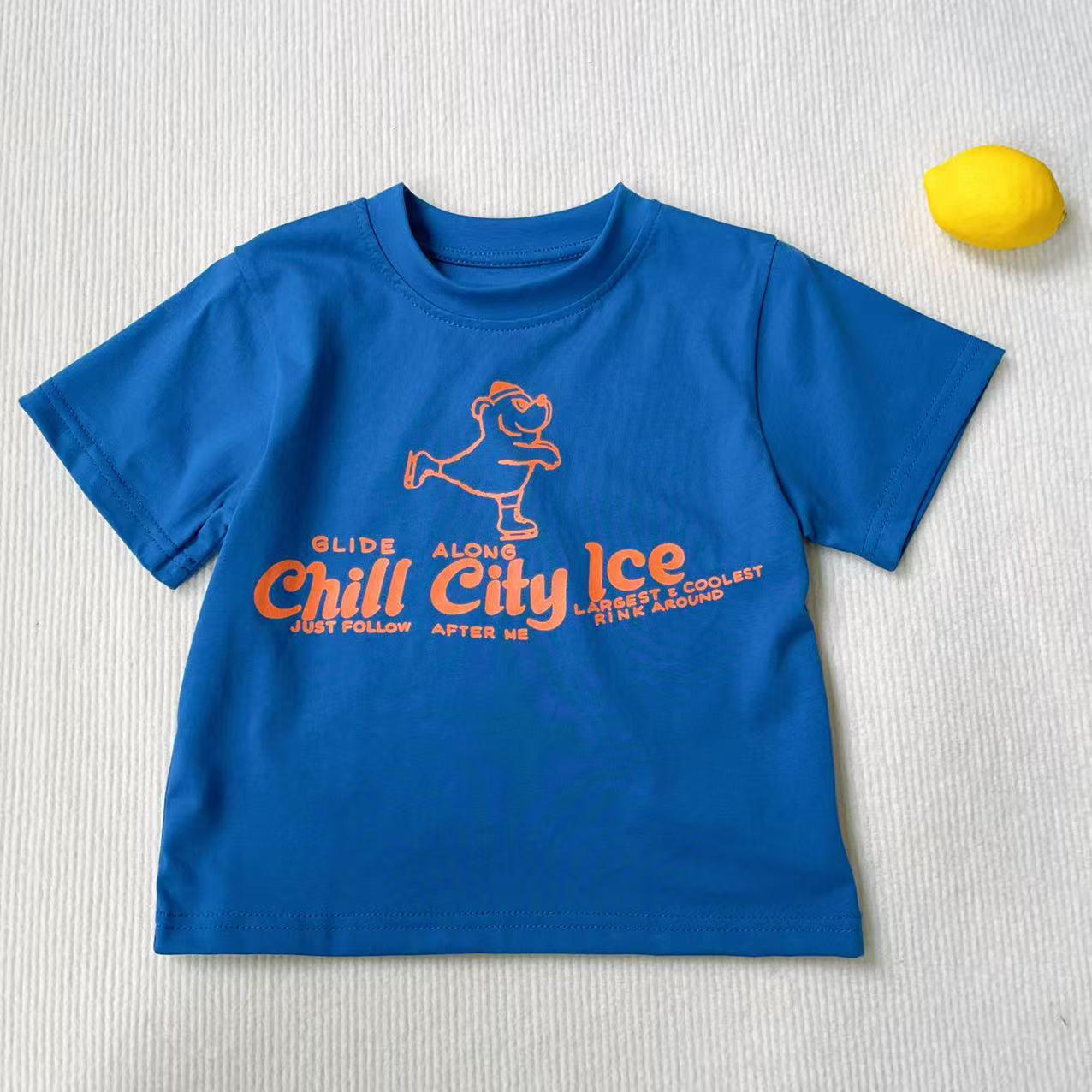 Kids Cartoon Print Short-Sleeve Cotton T-Shirt - Trendy Korean Style for Boys & Girls 110 cm