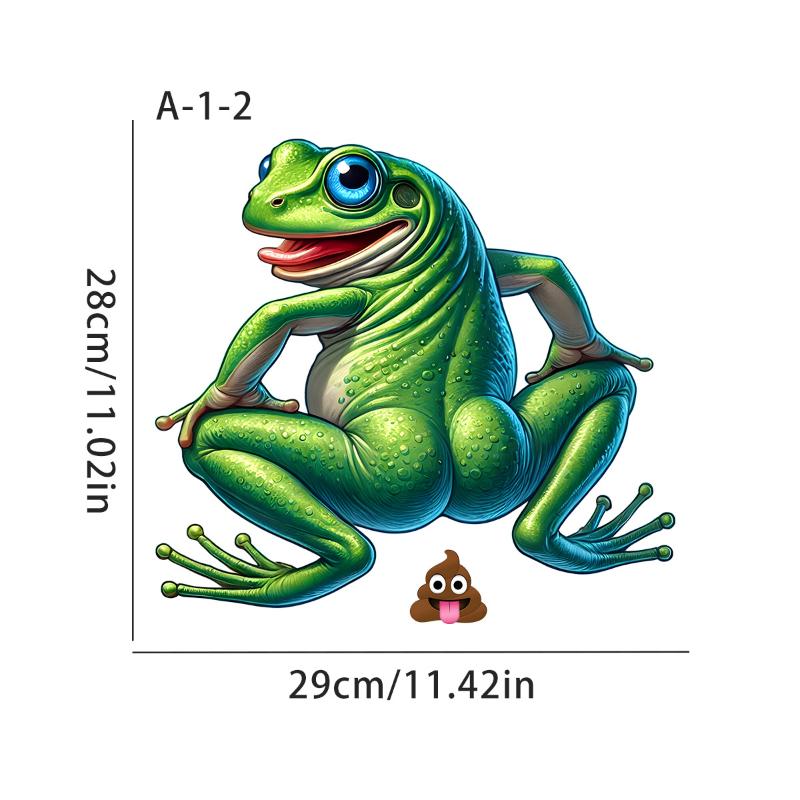 Cartoon Frog Toilet Sticker Self-Adhesive Waterproof Bathroom Decal Toilet And Home Decor Car Decals Self-Adhesive