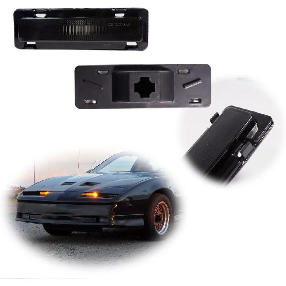 for 1982-1992 Pontiac Firebird,1982-1992 Chevy Camaro Front Bumper Side Marker Lamp Smoked Lens Amber LED Light Smoked Housing