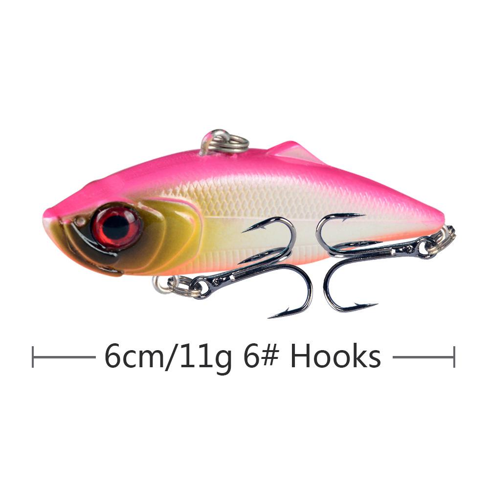 6cm Lure Bait VIB11 High-Vibration Bionic Lure with Reinforced Blood Groove Hook Specifally Designed for Largemouth Bass Fishing