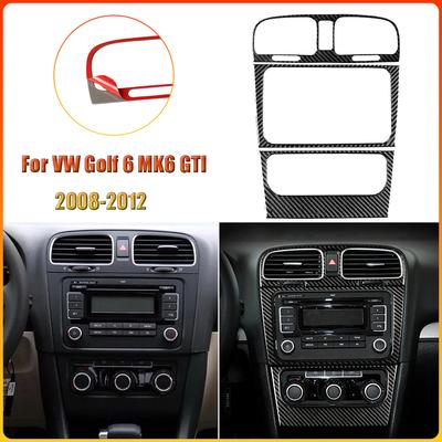 For VW Golf 6 MK6 GTI 2008-2012 Auto Carbon Fiber Center Air Outlet CD Panel Decorative Trim Sticker Car Interior Decor
