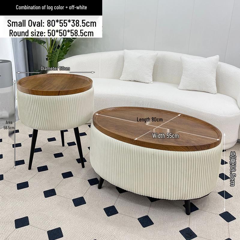 Stylish Compact Storage Combo: Round Coffee Table & Sofa Side Table Set