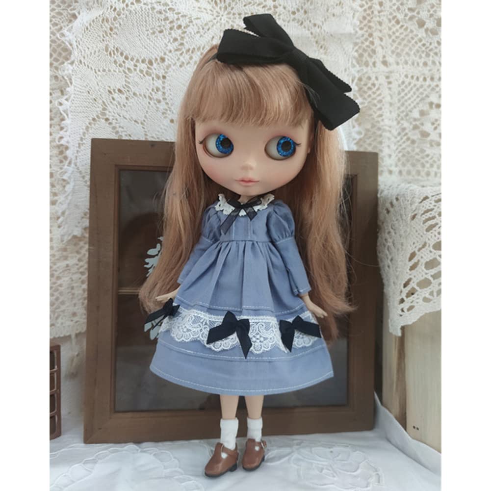 rakulifey Blythe costume hair Blythe doll Obitsu 24 set set, clothes, dress, accessory, clothes, universal, 2-piece (gray blue)