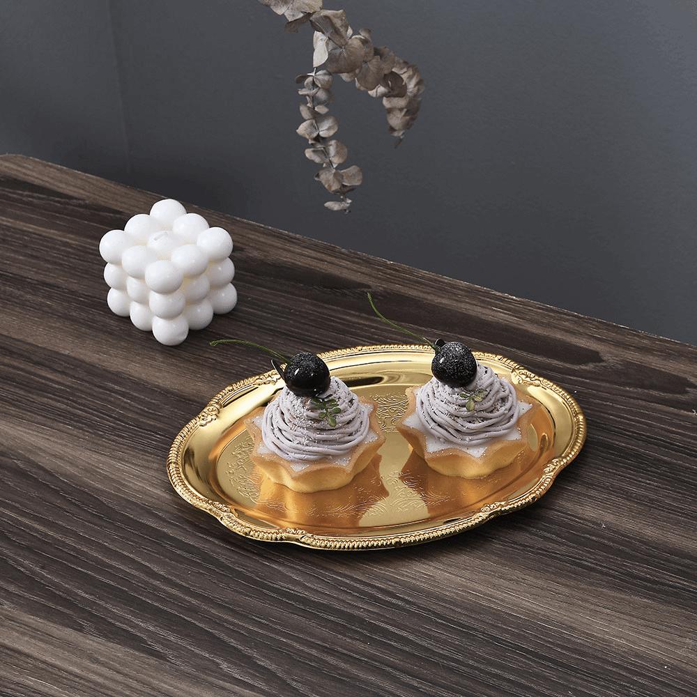 Elegante Retro Serveerschalen Goud/Zilver 2 Maten Opbergschaal Hofstijl Ovaal Bord Woondecoratie
