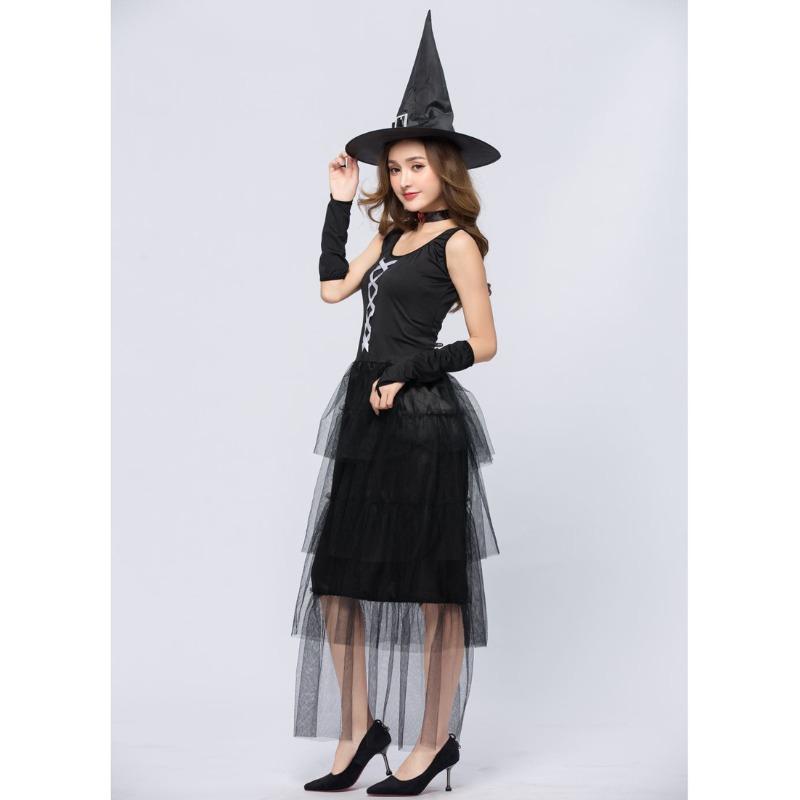 M-XL Halloween Cosplay, Witch Mesh Dress Costume, Wizard PLAY Witch Costume