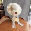 Cute Girls Summer Sun Hat With Lace Bow Beach Vacation UV Protection Cap For Toddler Baby Outdoor Shade