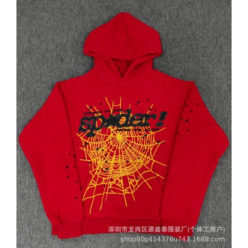 Sp1der Rapper YoungThug Same Foam Letter 555555 Couple Hoodie Pink Sweatshirt