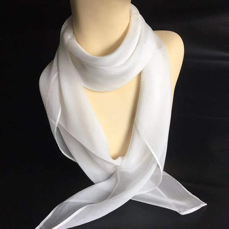 Square Color Solid Chiffon Korean Silk Scarf 70x70cm Summer Sunscreen Thin Transparent Gauze Neck Protection Womans Shawl P71
