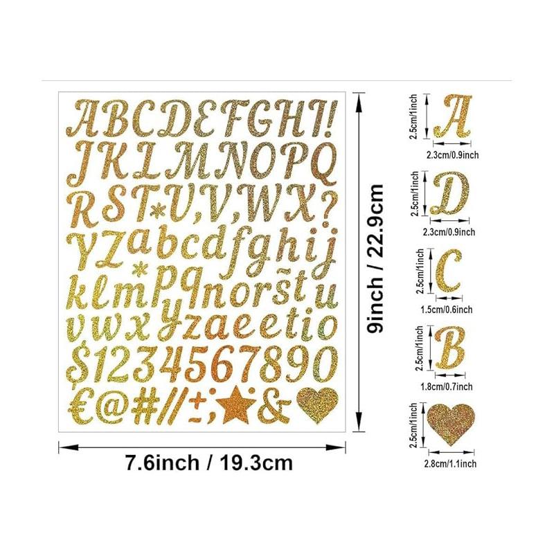 6Sheets Letter Number Symbol Stickers 1Inch Selfadhesive Letter Number Symbol Stickers Kit 528 Pieces Alphabet Numbers Stickers