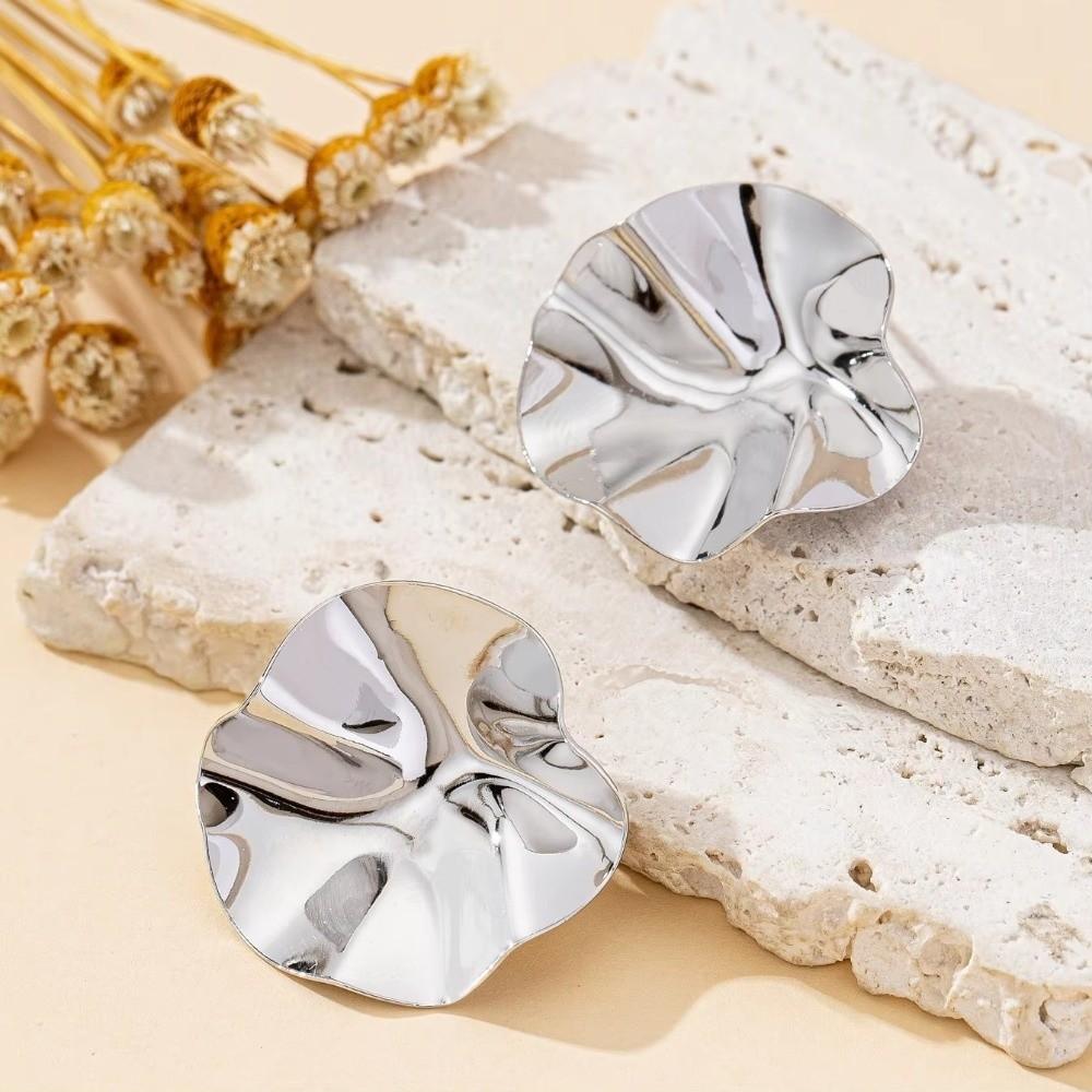 Folded Irregular Earrings Textured Surface Women's Earrings New Metal Earrings