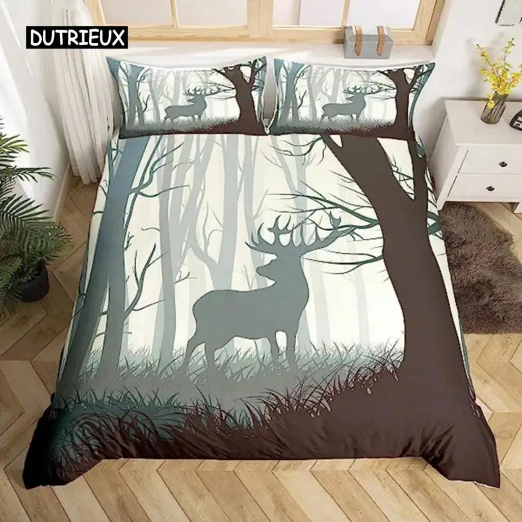 Copripiumino con Cervo Bandiera Americana Decorazione con Alce Set Biancheria da Letto per Ragazzi Adolescenti Tema Animali Selvatici Copripiumino Morbido Poliestere Coperta Trapuntata