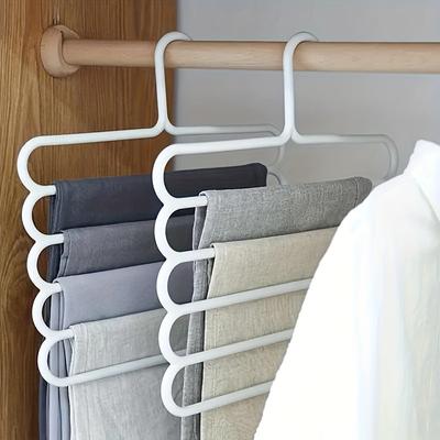 5 Katlı Yer Tasarruflu Pantolon Askısı - Kaymaz, Gardırop için Çok Katmanlı Dolap Düzenleyici, Pantolon ve Eşarplar için Mükemmel Elbise Askıları