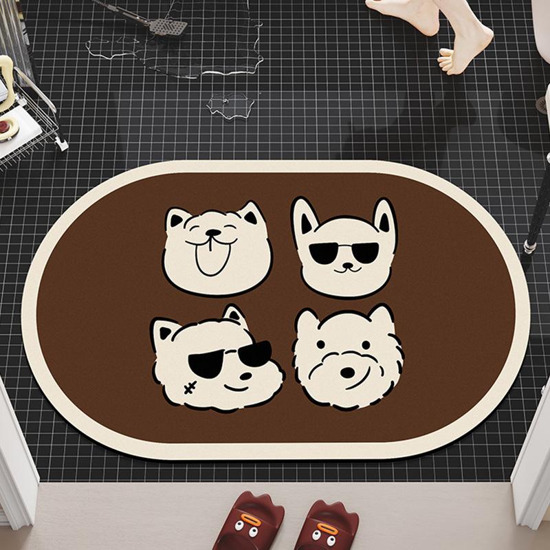 

Коврик для ванной комнаты Diatom Mud с изображением мультяшного щенка, устойчивый к грязи, нескользящий коврик, бытовой водопоглощающий быстросохнущий коврик для ног, коврик для входа в ванную комнату 40 * 60cm