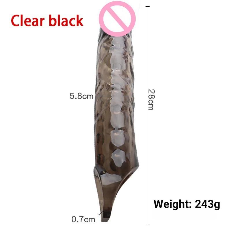 28cm Super Size Manicotto Pene Grande Estensore Pene 6cm Allargamento Pene Preservativo Riutilizzabile Giocattoli Sessuali per Uomini Ritarda Eiaculazione