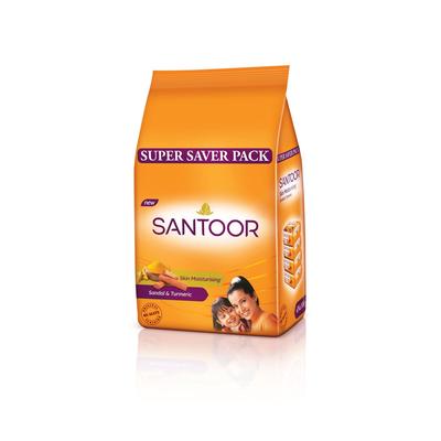 Santoor Skin Moisturizing Sandal & Turmeric Bathing Soap with Nourishing & Anti-Aging Properties| For Soft & Smooth and Younger-Looking Skin| For All