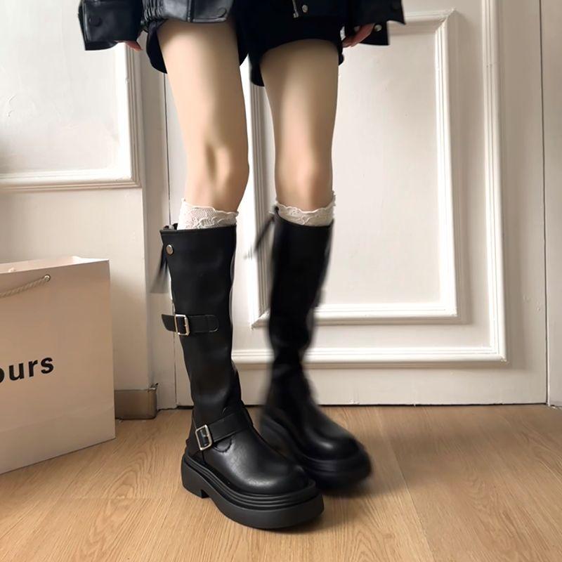 Thick-soled Knight Boots Women's 2025 New Autumn and Winter Brown Small People Slim Long Boots No More Than Knee-high Boots