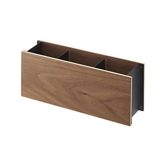 Yamazaki Jitsugyo Pen & Remote Control Rack Rin Brown 2731 & Tissue Case with Lid Rin L Brown 7729 [Set Purchase]