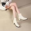 Square Toe Women Ankle Boots Thin Mid Heels  Back Zipper Dress Sock Boots Woman Size Botines Para Mujeres