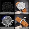 RORIOS Men's Waterproof Analog Chronograph Watch with Date Display, Quartz Movement, Stopwatch, Calendar, and Brown Band (White)