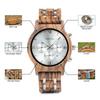 BOBO Bird Wood Watch Luxury Wood Metal Strap Chronograph Date Display Quartz Watch Versatile Watch Metal White Men's Men's