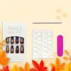 Fall Press on Nails Long Ballerina Coffin Nails Thanksgiving Maple Leaf Acrylic Glue on Nail Glossy Autumn Gold Maple Leaves Fake Nail for Women DIY