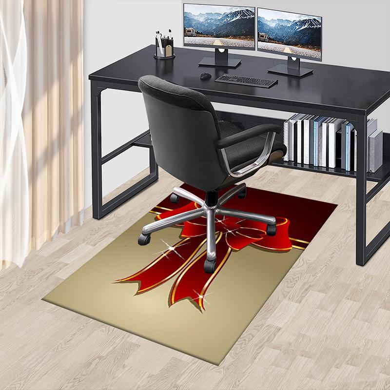 bow ribbon Crystal Velvet chair mat Area Rug - Non-Slip, Floor Mat, Office Desk Chair Rugs, Bedroom Decor.Christmas Gift-1106127