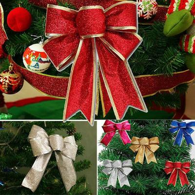 Vibrant Christmas Tree Bowknot Ornaments 5pcs Large Bows for Festive Decor