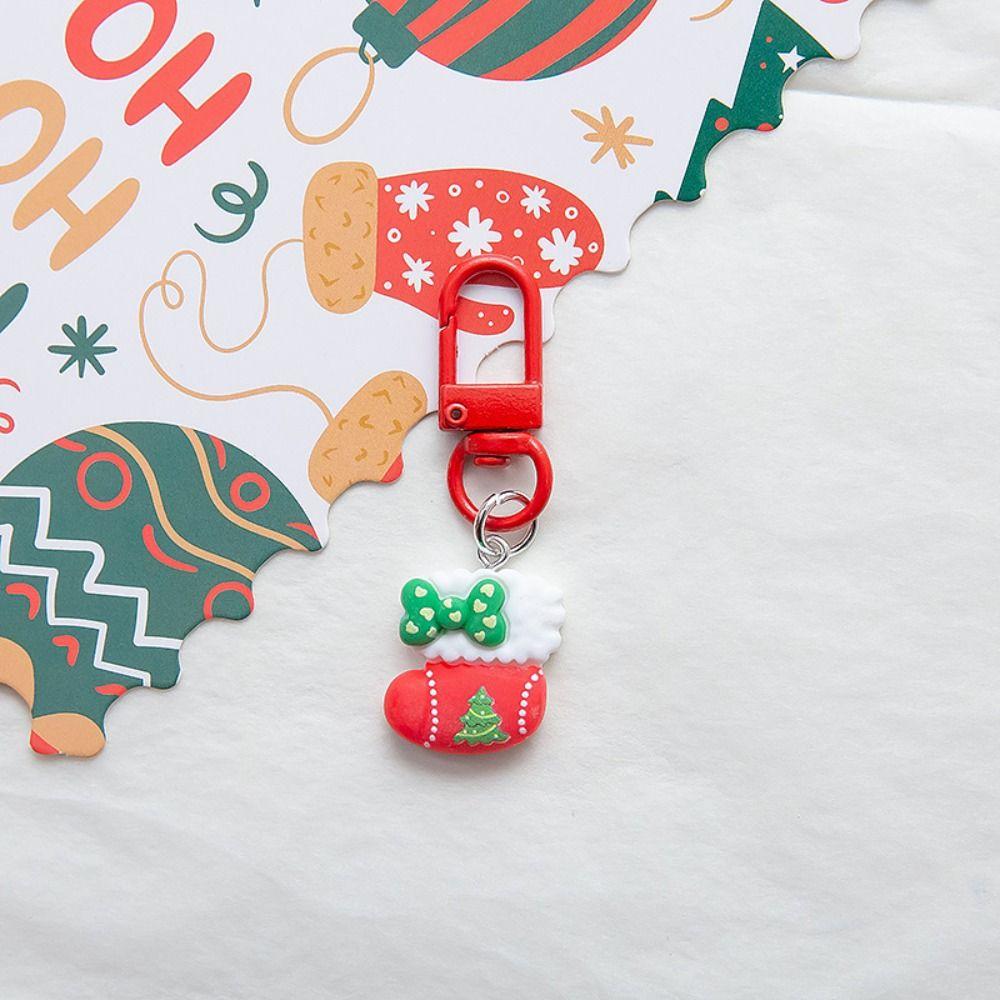 Elk Xmas Santa Claus Pendant Christmas Tree DIY Chain Pendant Christmas Resin Key Chain  Children