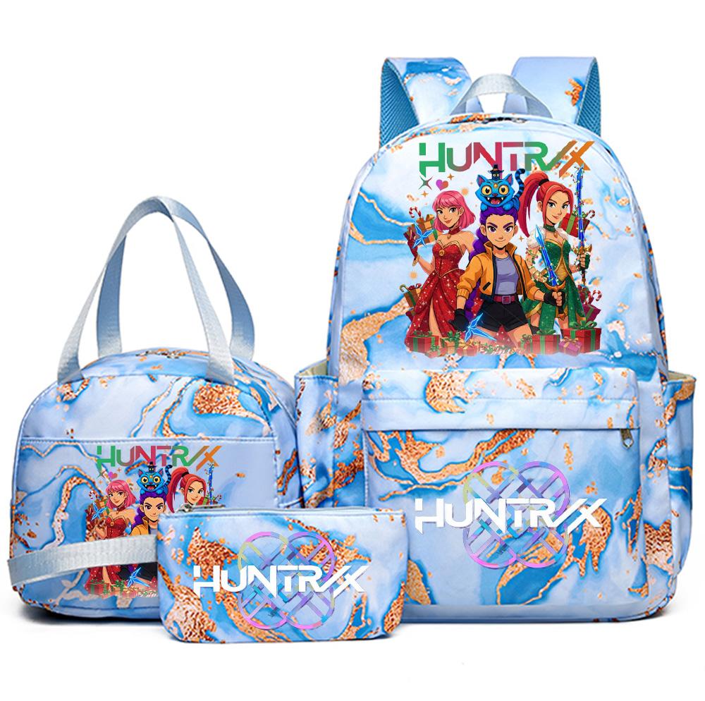 3Pcs/set Christmas K-pop Printed Backpack Handbag Pencil Case for Teenager Student Girl Boy Bookbag Schoolbag Women Large Capacity Travel Bag Kid Gift