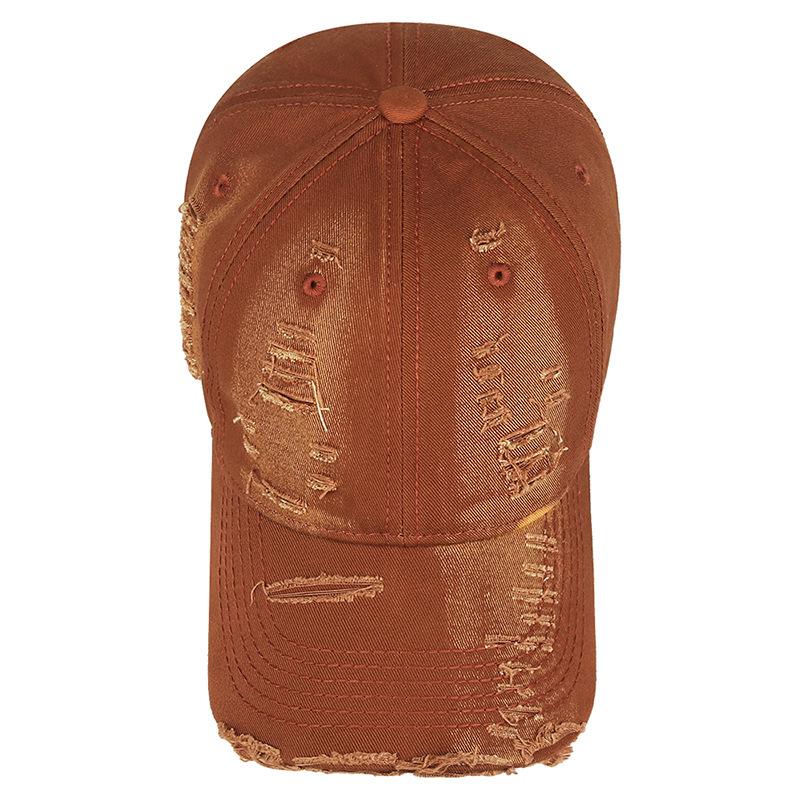 Hand-scrubbed and Aged Smooth Brim Baseball Cap with Holes and Frayed Edges, Personalized Sunshade Baseball Cap