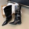 Heel Pants Boots Big Tube Circumference Pointed Head Wide Tube Boots New Year Stacking Boots High Heel Boots Knight Boots