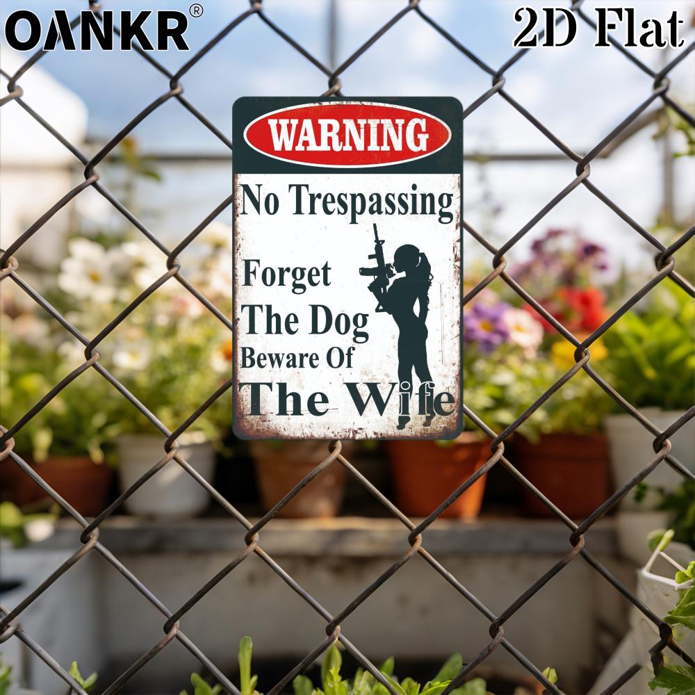 Vintage Warning Art Metal Tin Sign Forget The Dog Beware Of The Wife Wall Poster Metal Signs for Bar Garden Home Wall Decor