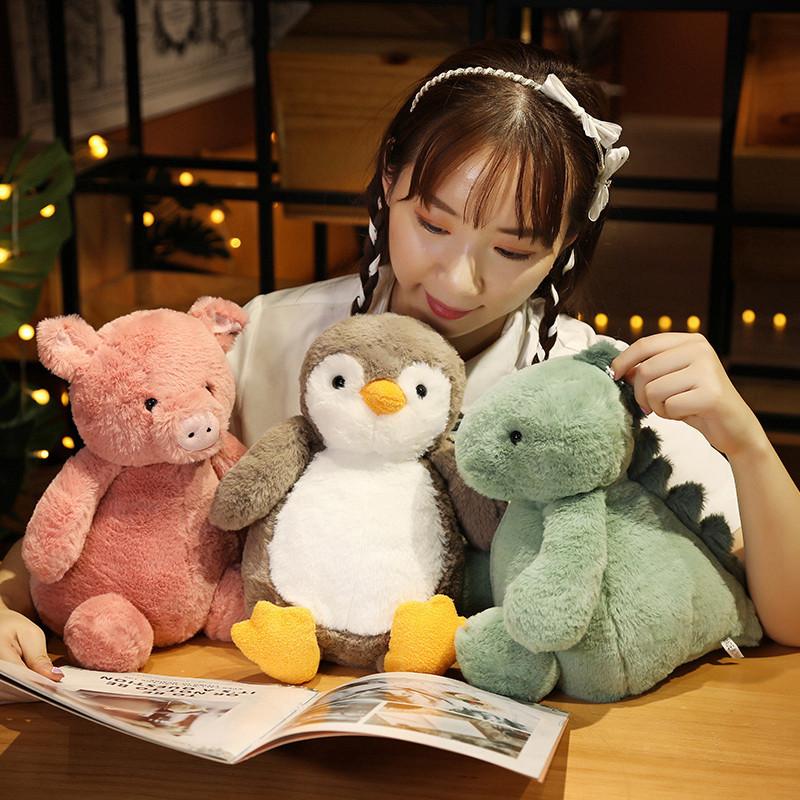 25/35cm Cute Ins Animals Plush Toys Lovely Monkey Penguin Dinosaur Koala Rabbit Plushie Dolls Comfortable Pillow for Baby Girls