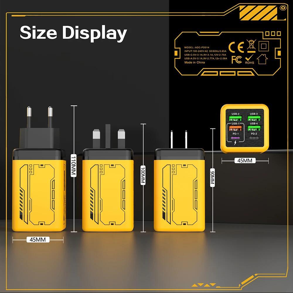 6-in-1 240W Schnellladegerät Mit 4 USB 2 PD-Anschlüssen Desktop-Ladegerät Schnellladeadapter Für Telefon Laptop