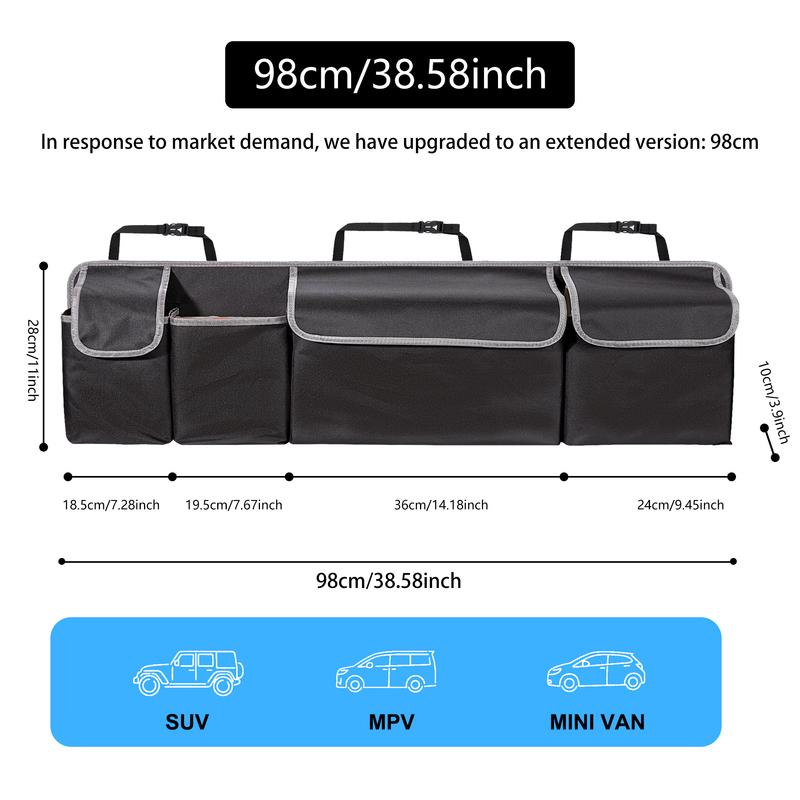 Organizator de portbagaj auto pentru SUV, organizator suspendat pentru bancheta din spate, pentru SUV, camion MPV, upgrade, genți de depozitare pentru bancheta din spate cu 4 buzunare, 39 * 14 inch