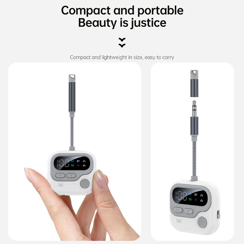 Bluetooth 5.4 Audio Transmitter Receiver Wireless Adapter 3.5MM AUX Support TF Card Play With MIC For Car Airplane TV PC Speaker Headphone